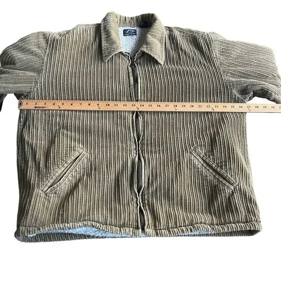 Vintage Protest Corduroy Jacket Mens Large Full Zip Skate Grunge‎ Sherpa Lined
